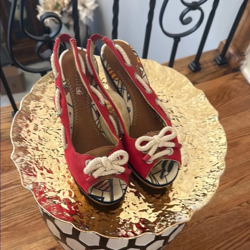 Sperry Red Espadrille Shoes with Nautical Lacing - Picture 1 of 5